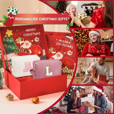 YOOLIFE Christmas Gifts for Girls Teen - Birthday Gifts 5 6 7 8 9 10 11 12 13 14 15 16 Year Old Girl, Stocking Stuffers for Girls Teen Kids, White Initial Makeup Bag for Girls L