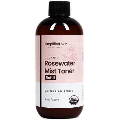 Rose Water Spray for Face &amp; Hair - 100% Natural Organic Face Toner - Alcohol-Free Makeup Remover - Anti-Aging Self Care Beauty Mist - Face Care - Hydrating Rosewater Refill - 8 Oz