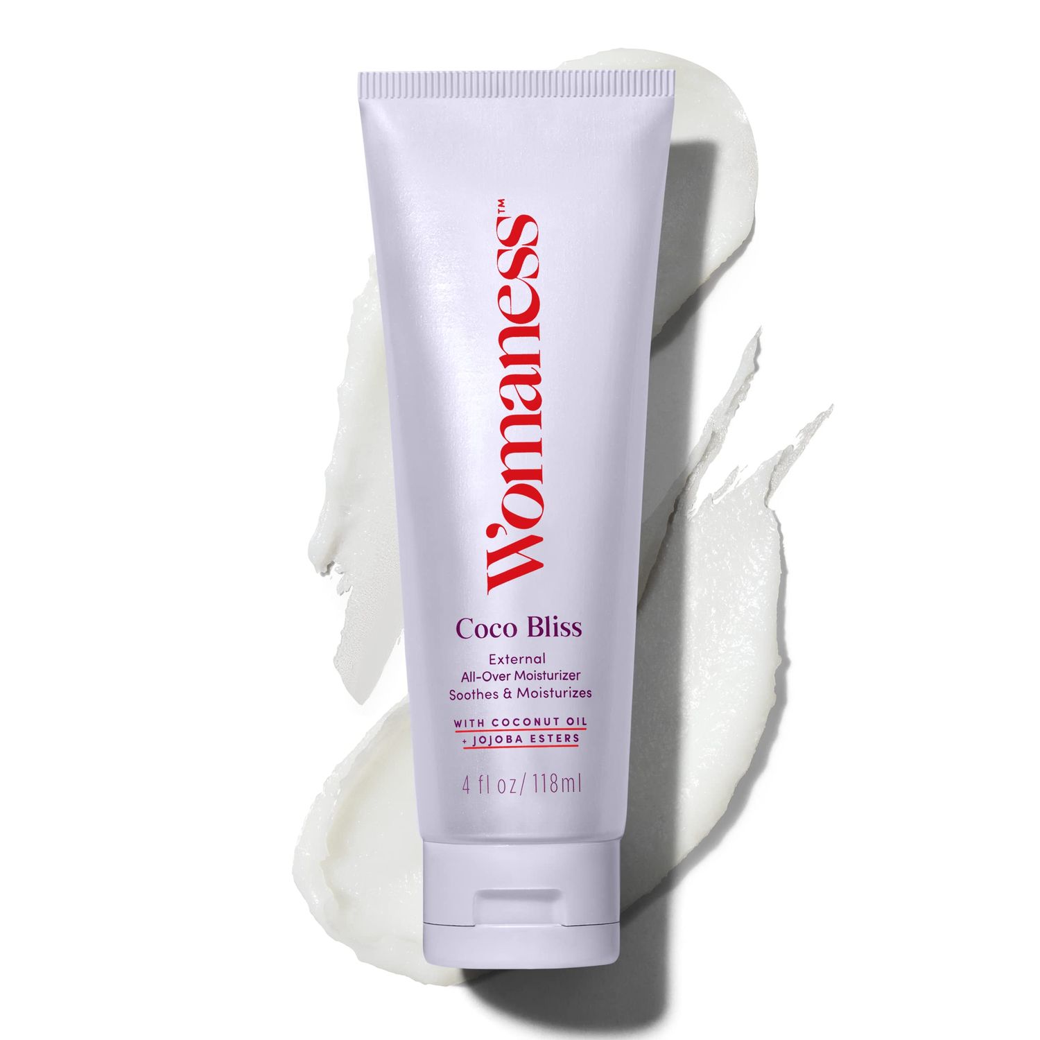 Womaness Coco Bliss Feminine Moisturizer for Dryness - External Moisturizer for Dryness Relief &amp; Coconut Oil for Skin - Hydrating, Oil-Based, Non-Sticky Texture to Prep Skin &amp; Retain Moisture (4oz)