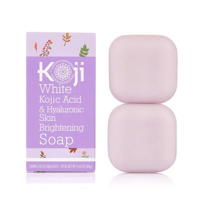 Koji White Kojic Acid &amp; Hyaluronic Acid Skin Brightening Soap for Hydrating, Face Moisturizer, Skin Radiant, Cleansing Bar, Reduces the Appearance of Wrinkles with Vitamin E, Vegan, 2.82 Oz (2 Bars)