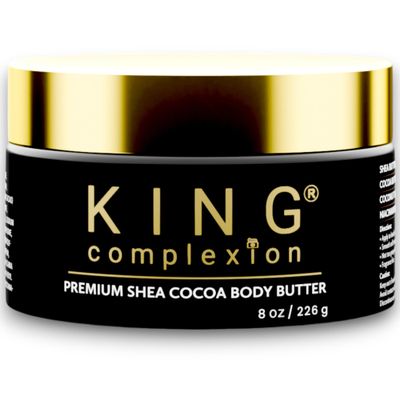 KING Complexion Shea Cocoa Premium Body Butter - Organic - Coconut Oil - Black Skincare - Body Moisturizer - Ultra Hydration - Massage Butter - Light Cocoa Smell - Gives Skin It&#39;s Natural Glow (8 Oz)