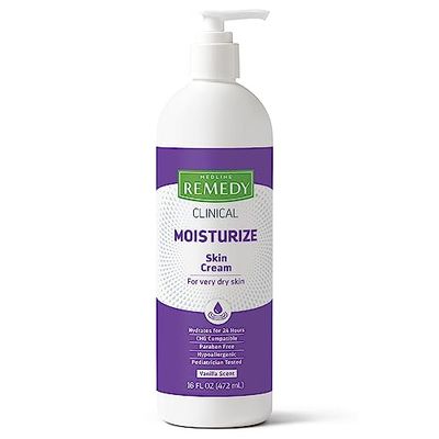 Medline Remedy Clinical Skin Cream, Vanilla Scent (16 fl oz), Moisturizing Face and Body Cream for All Ages, Paraben &amp; Sulfate Free, Quick Absorbent Formula, Hypoallergenic Skin Moisturizer
