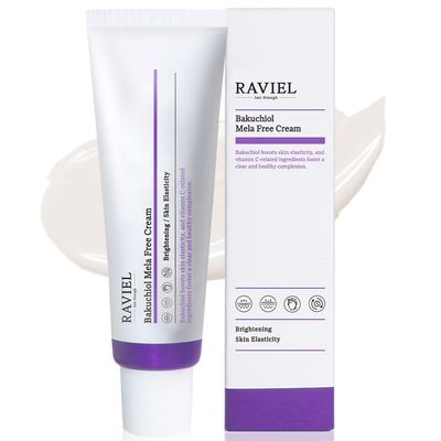 RAVIEL Bakuchiol Mela-Free Cream | Vitamin Complex for Anti-Wrinkle &amp; Melasma Care | Brightening Moisturizer for All Skin Types | Clinically Tested for Melasma, Hydrating Korean Skincare (1.7 fl oz)