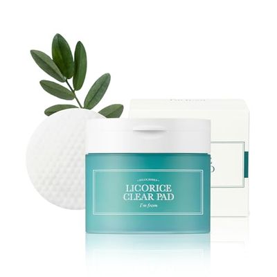 I&#39;m from Licorice Clear Pad 200ml, 60 Toner Pads, 87% Korean Licorice, Calming &amp; Gentle Exfoliating Toning Pads for Breakouts, Soothing, Hydrating for Sensitive &amp; Irritated Skin
