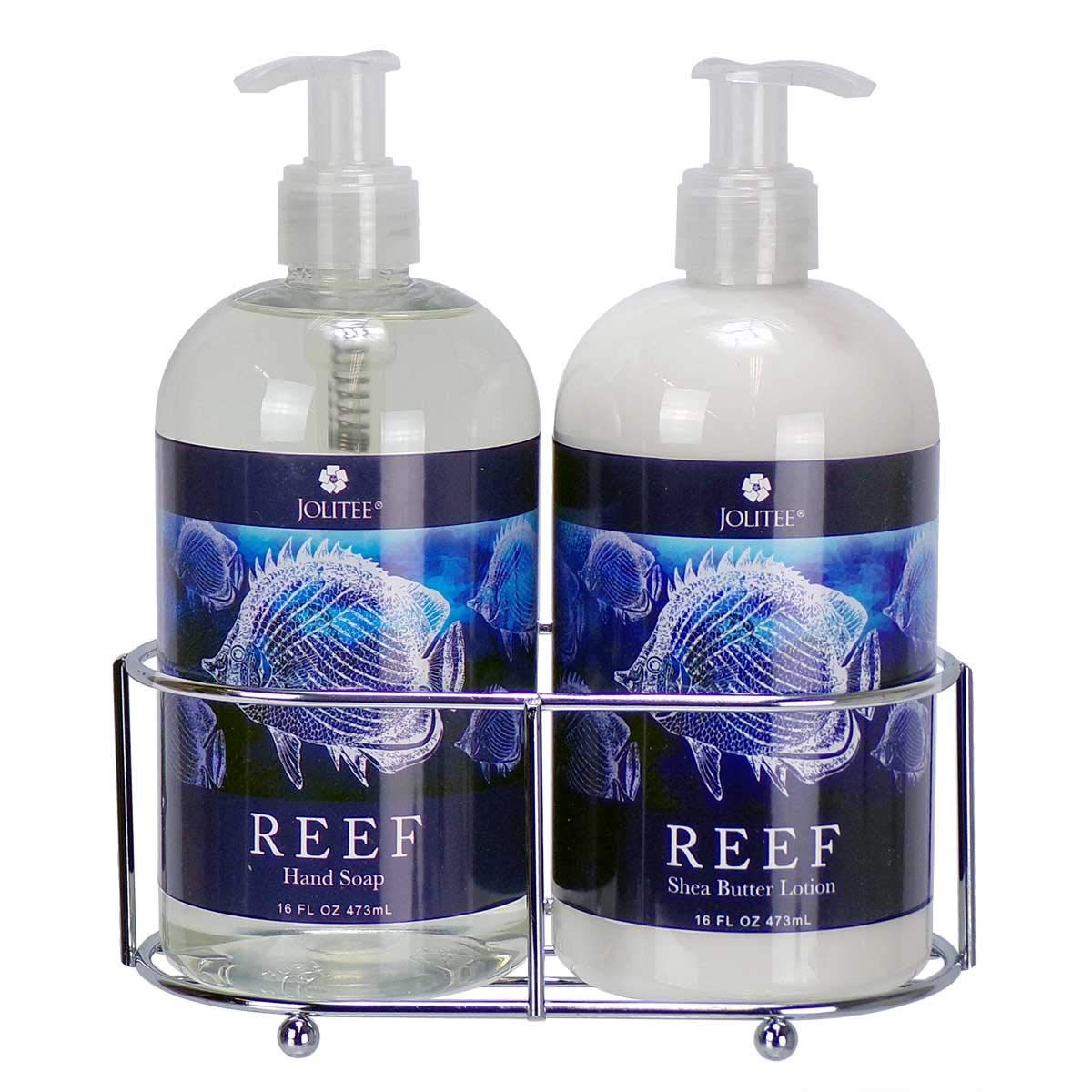 Reef Luxury Shea and Cocoa Butter with Sea Kelp Extract (Soap and Lotion Set in Caddy)