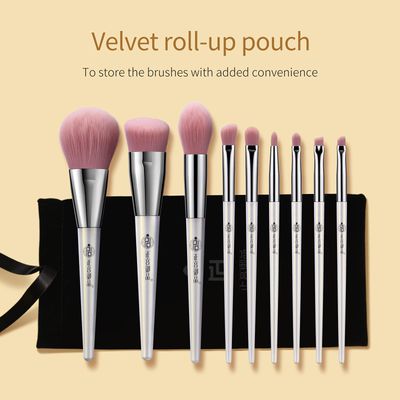 ZEESEA [Palace Identity] Make up Brushes Set 9PCs Premium, Cruelty-Free Soft Basf Fiber Bristles For Foundation Blending Face Powder Blush Eye Shadow Concealer,Travel Makeup bag Included (Pearl White)