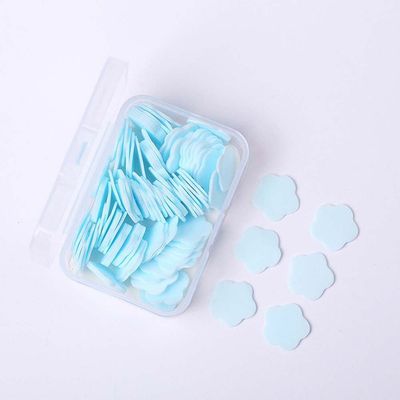 Rosojodg 100Pcs Blue Mini Portable Travel Soap Paper Sheets,Flower Shape Disposable Paper Soap Flakes, Cleaning Washing Hand Toiletry Paper Soap Sheets Hand Wash