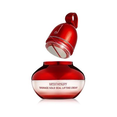 Shumage Gold Seal Lifting Cream+Device - Moisturizer Face Lift Cream, Hydrating &amp; Tightening for Sagging Skin - Korean Face Moisturizer - Microcurrent Facial Device for Radiant Glow Skin - 1.69 Fl. Oz