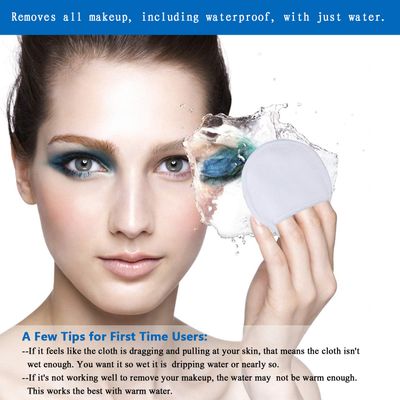 KinHwa Reusable Makeup Remover Pads Microfibre Round Face Pads for Face Eyes Lips Washable Face Cloths for All Skin Types and Toner 14 Pack White With Laundry Bag