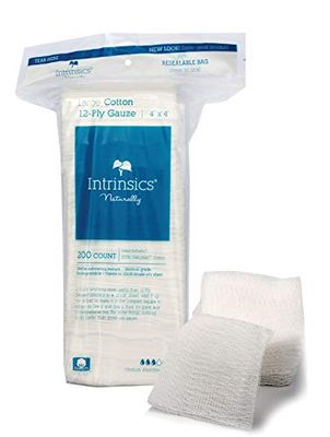 INTRINSICS 401423 Med-Esthetic 100% Cotton Large 12-Ply Gauze 4&quot;x 4&quot; - 200 Count