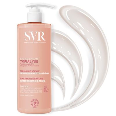 SVR Topialyse Cleansing Balm for Dry Itchy &amp; Sensitive Skin With Niacinamide. Fragrance-free, Soothing Face &amp; Body Wash. 24hr Nourishing Protective Cleanser, 13.5 fl.oz.