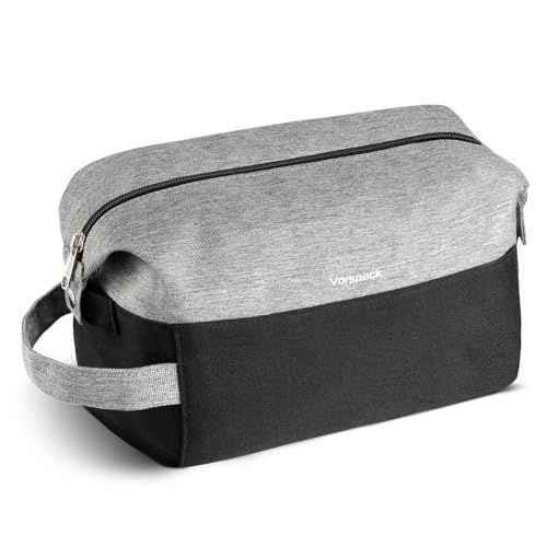Vorspack Travel Toiletry Bag for Men - Large Mens Toiletry Travel Bag Water Resistant Dopp Kit Shaving Bag for Skincare Toiletries Bathroom Gifts - Black
