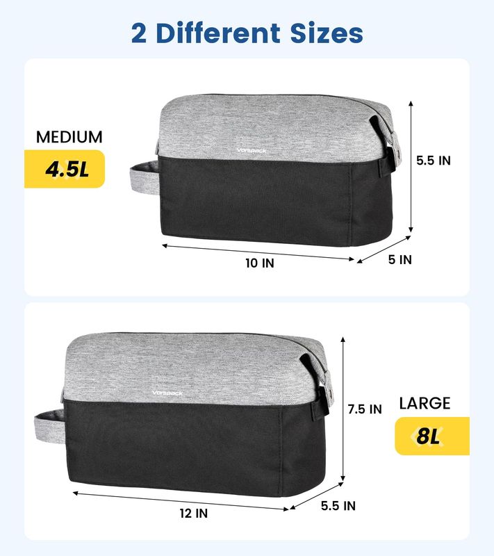 Vorspack Travel Toiletry Bag for Men - Large Mens Toiletry Travel Bag Water Resistant Dopp Kit Shaving Bag for Skincare Toiletries Bathroom Gifts - Black