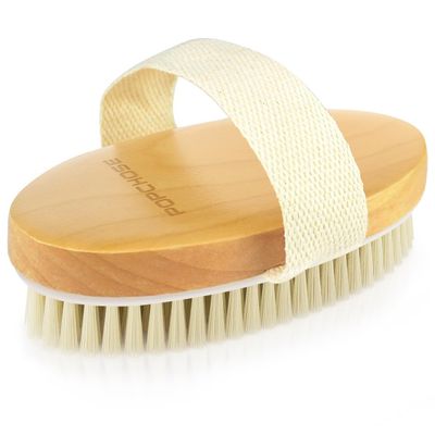 POPCHOSE Dry Brushing Body Brush, Dry Brush for Body, Natural Bristle Dry Skin Exfoliating Brush Body Scrub for Flawless Skin, Cellulite Reduction, Lymphatic Drainage and Blood Circulation Improvement
