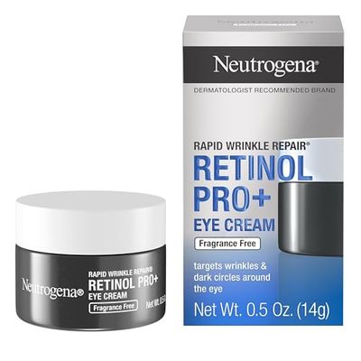Neutrogena Rapid Wrinkle Repair Retinol Pro+ Anti-Wrinkle Eye Cream, Targeted Eye Cream for Wrinkles &amp; Dark Circles, Formulated without Fragrance, Dyes, Phthalates, and Parabens, 0.5 oz
