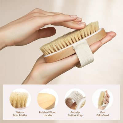 POPCHOSE Dry Brushing Body Brush, Dry Brush for Body, Natural Bristle Dry Skin Exfoliating Brush Body Scrub for Flawless Skin, Cellulite Reduction, Lymphatic Drainage and Blood Circulation Improvement