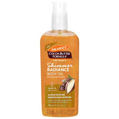 Palmer&#39;s Cocoa Butter Formula Shimmer Body Oil with Vitamin E, 5.1 Fl Oz, Radiance Body Oil for Glowing Skin, Enhances Dark Tones &amp; Tans, Hydrating