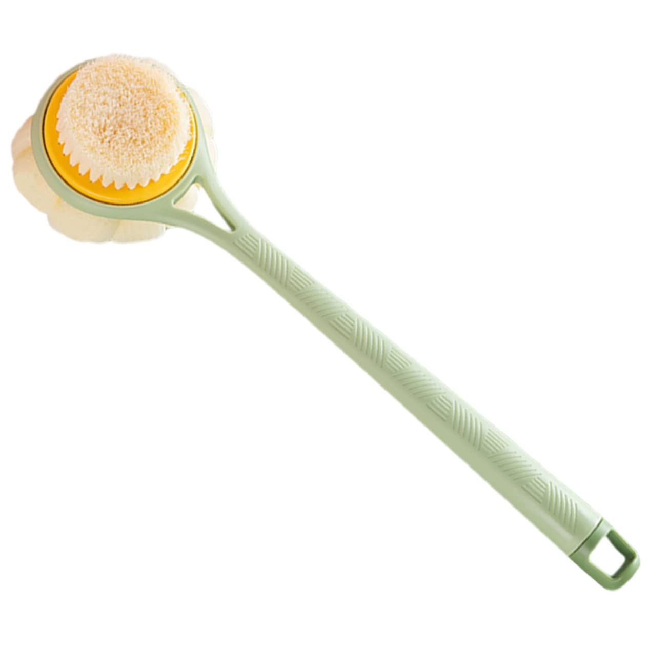 Hoement Portable Back Exfoliating Brush with African Net Sponge Multi Function Body Bath Scrubber Dual Sided Design for Wet Dry Use Ideal for Skin Exfoliation and Massage