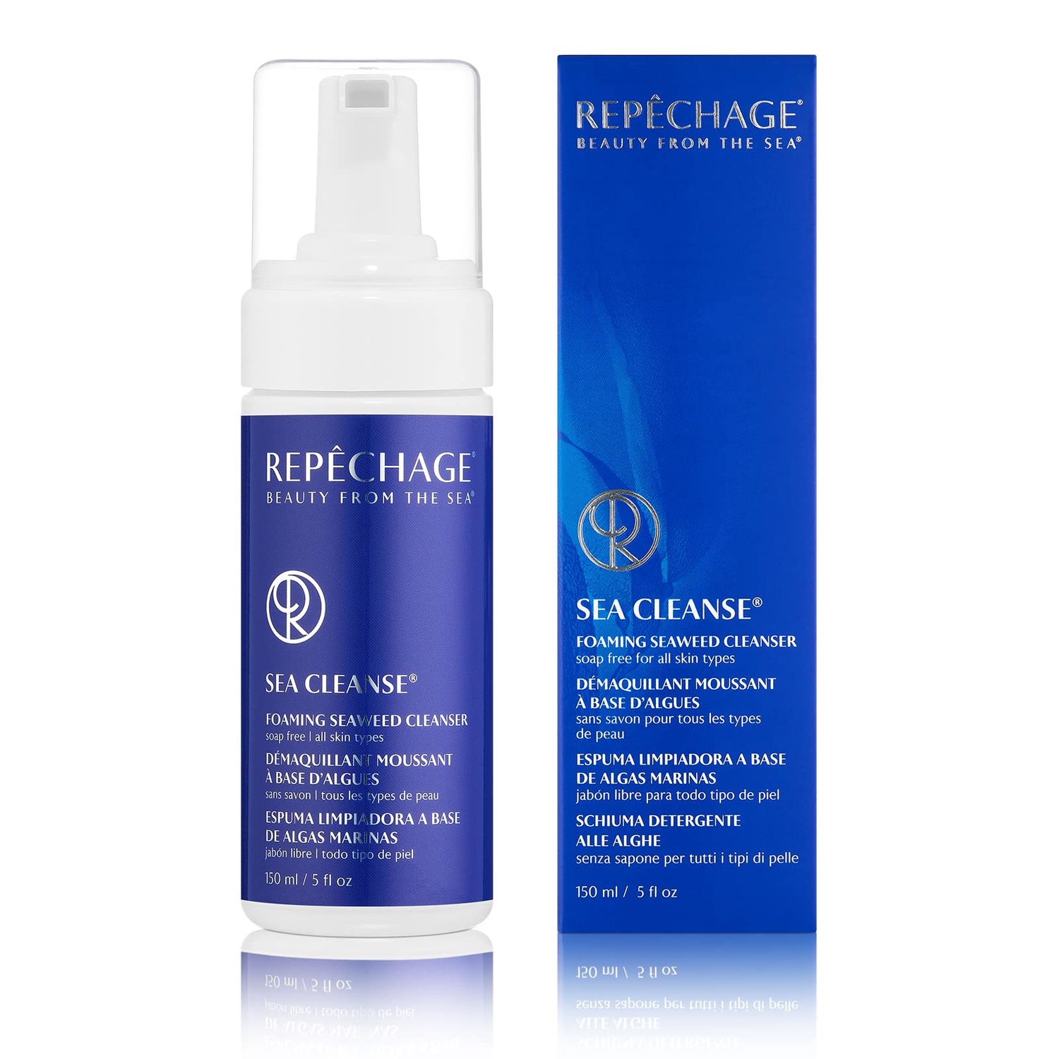 Repechage Sea Cleanse Foaming Seaweed Cleanser, Soap-Free For All Skin Types - Daily Gentle Foaming Face Cleanser Removes Makeup and Skin Impurities, Leaves Skin Soft and Hydrated, 5 fl oz.