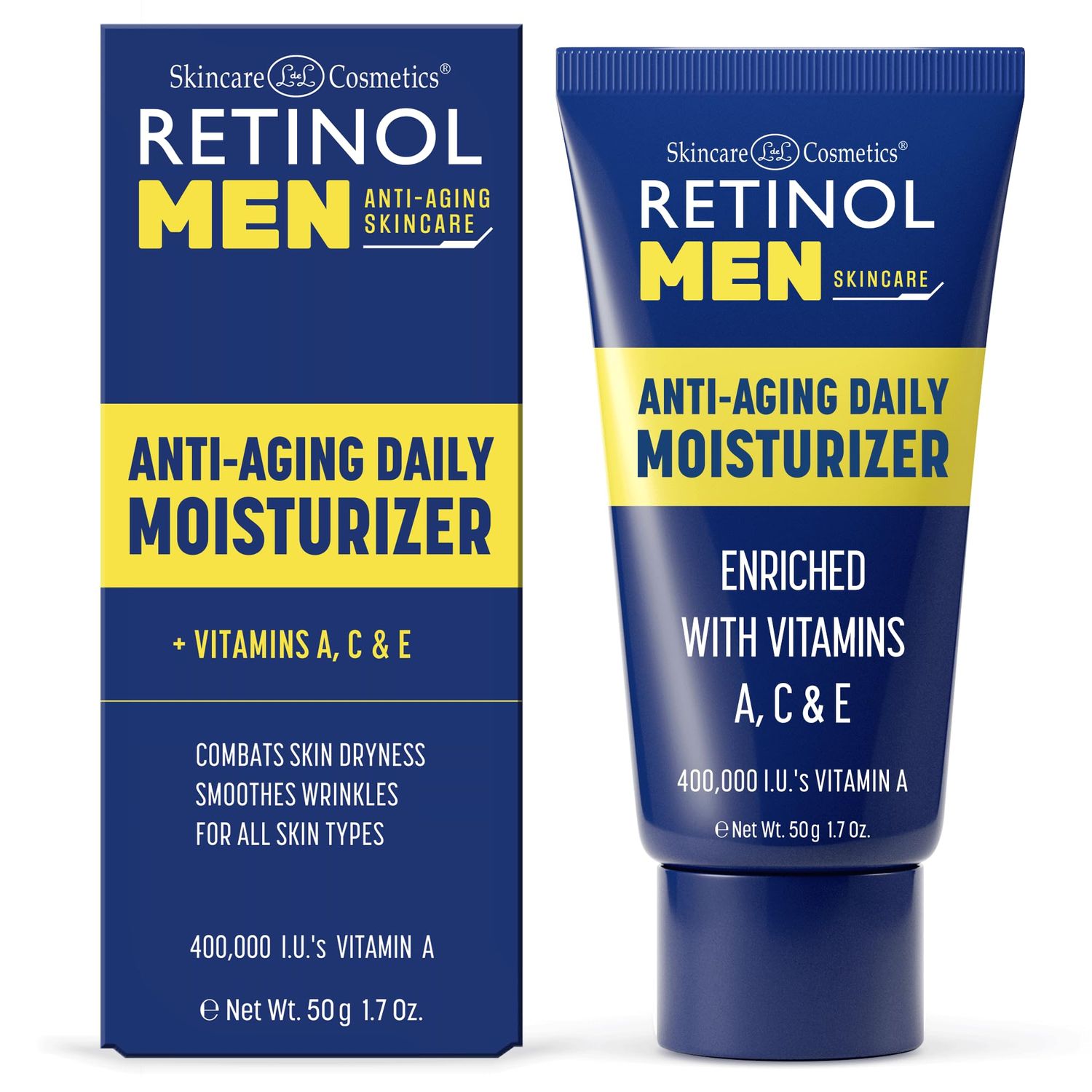 Retinol Mens Daily Moisturizer - The Original Retinol Moisturizing Cream Made For A Mans Skin - Anti-Aging Benefits of Exfoliating Vitamin A &amp; Deep Hydration For Healthier, Younger Looking Skin