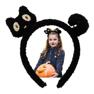 ZYJLM Cat Headbnd Halloween Black Cat Ears Headband Plush Soft Cute Washing Face Makeup Skincare Hairband Hair Accessories
