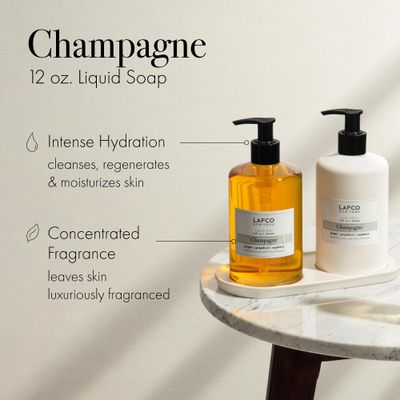 LAFCO New York Liquid Soap, Champagne - 12 oz - Regenerates, Protects & Moisturizes - All Skin Types - Hypoallergenic, Synthetic Free & Cruelty Free - Made in Italy