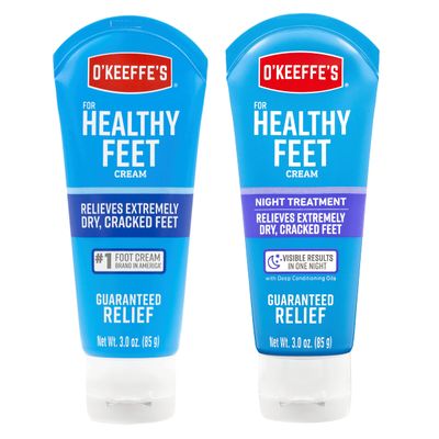 O&#39;Keeffe&#39;s for Healthy Feet Foot Cream; 3.0 Ounce Tube and O&#39;Keeffe&#39;s for Healthy Feet Night Treatment Foot Cream; 3.0 Ounce Tube; Relieves Extremely Dry; Cracked Feet