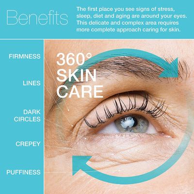 MD Complete Total Eye Treatment | Anti-Aging Hydrating Skin Renewal Eye Treatment | with Peptides, Vitamins C &amp; E and Hyaluronic Acid for Wrinkles, Fine Lines and Crows Feet 0.5 fl oz