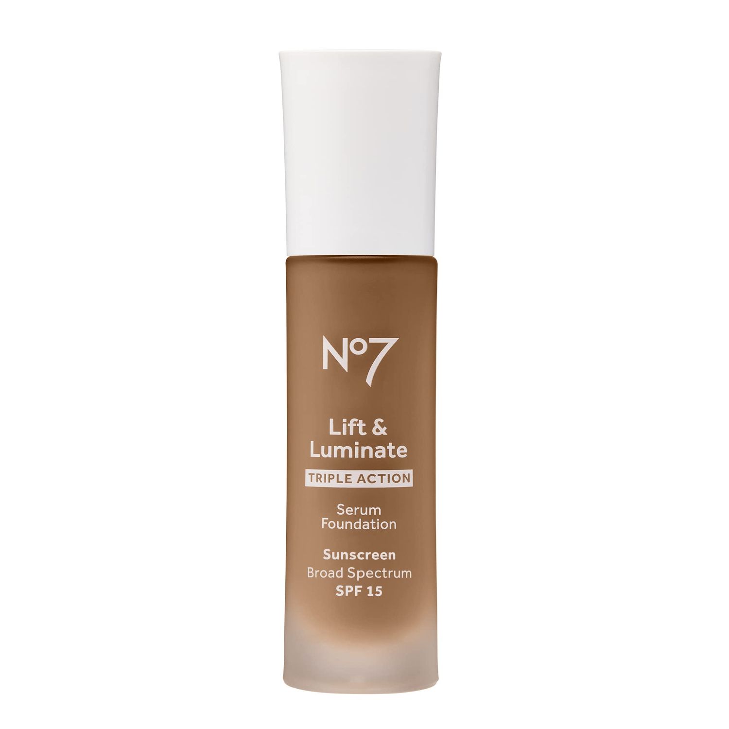 No7 Lift &amp; Luminate Triple Action Serum Foundation - Toffee - Medium-Buildable Coverage Foundation with Light Reflecting Particle &amp; SPF 15 for Firmer, More Even Looking Skin (30ml)