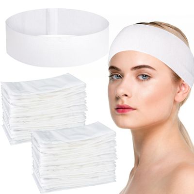 obeoby 100 Pcs Disposable Spa Headband for Women, Stretch Non-woven Disposable Skincare Facials Headbands Facial for Women Makeup, Esthetician Supplies, Spa