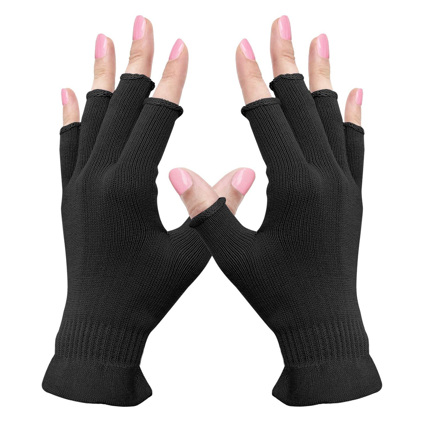 MIG4U Fingerless Moisturizing Gloves, Half Finger Touchscreen Beauty Glove for Eczema, SPA, Dry Hands, Skin Treatment, Summer Sun UV Protection (S/M, black-1pair)