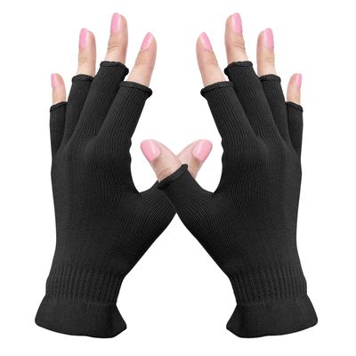 MIG4U Fingerless Moisturizing Gloves, Half Finger Touchscreen Beauty Glove for Eczema, SPA, Dry Hands, Skin Treatment, Summer Sun UV Protection (S/M, black-1pair)