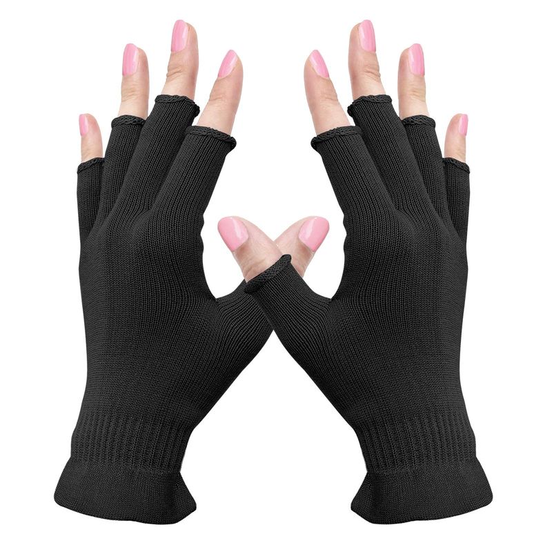 MIG4U Fingerless Moisturizing Gloves, Half Finger Touchscreen Beauty Glove for Eczema, SPA, Dry Hands, Skin Treatment, Summer Sun UV Protection (S/M, black-1pair)