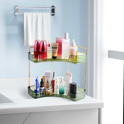 Jaxbo Multifunctional Shelf 2-Tier Corner Bathroom Counter Organizer, Skincare Makeup Organizer Shelf Corner Storage Organizers for Bathroom Vanity Table Kitchen