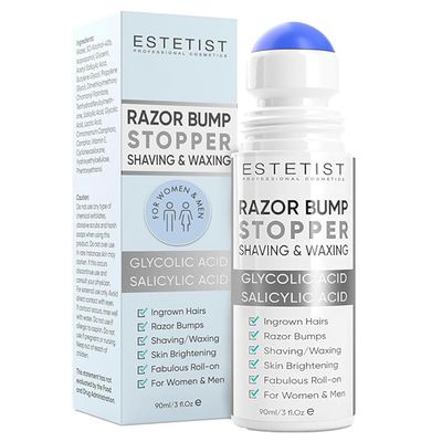 Razor Bump Stopper Solution for Ingrown Hair Skin Care Treatment for Face, Neck, Bikini Area, Legs and Underarm Area After Shave Serum Roll-On for Men and Women With Salicylic Acid, Glycolic Acid