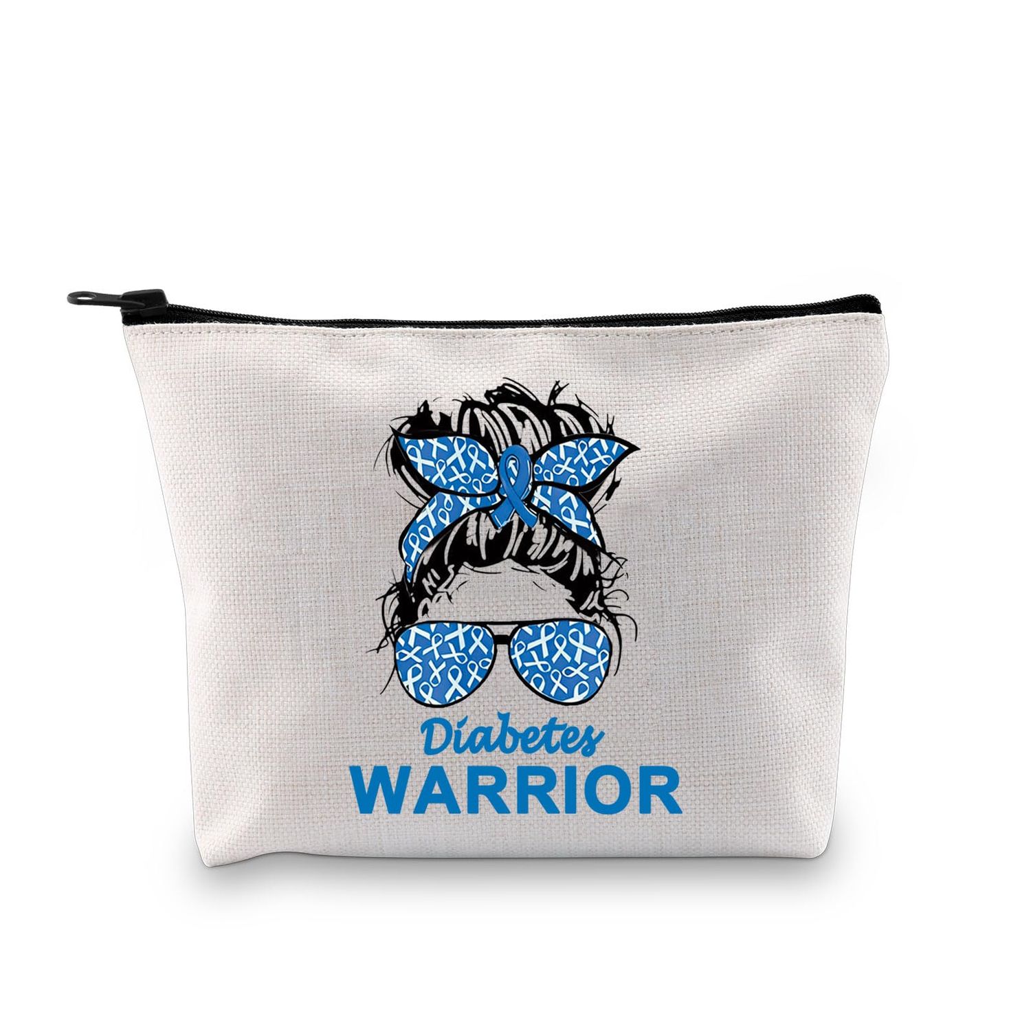 XYANFA Diabetic Gift Diabetes Warrior Gift Diabetes Awareness Gift Makeup Bag Medical Diabetic Makeup Bag Zipper Pouch (WARRIOR)