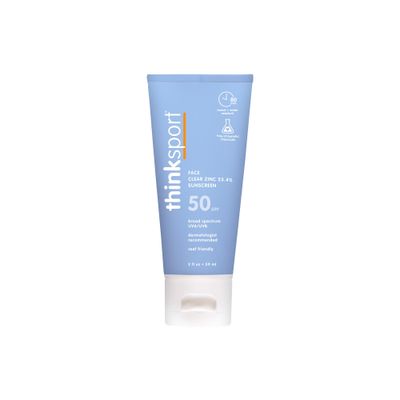 Thinksport Mineral Sunscreen, SPF 50 Clear Zinc Oxide Sunscreen, 2 Fl Oz, Water Resistant, Reef Safe, Broad Spectrum UVA/UVB Sun Screen