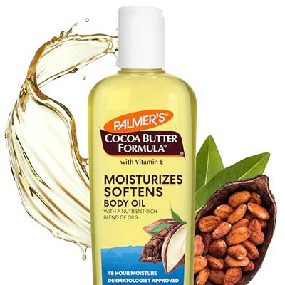 Palmer&#39;s Cocoa Butter Moisturizing Body Oil with Vitamin E, Radiant Looking Glow and Skin Hydration, Instant Absorption, Bath, Body and Shower, 8.5 Ounces
