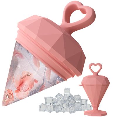 Rena Chris Ice Roller for Face - Diamond Ice Facial Roller, Reach Detailed Areas, De-Puff Eye Bags, Reusable Massage Silicone Ice Mold with Face Wash Wristband, Skin Care Tools for Women(Pink)