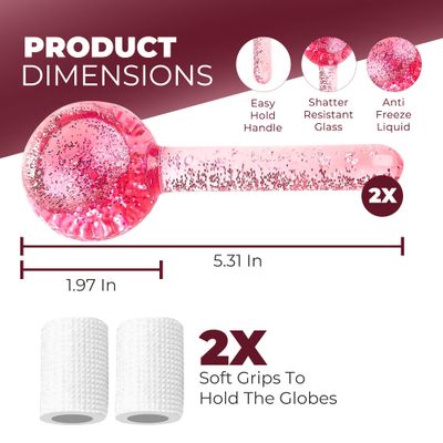 IRENS Ice Globes for Facials 2Pcs - Enhancing Daily Beauty with Face Globes for Skin Tightening & Anti-Aging - Perfect Ice Globes for Facials & Wrinkles on Face, Neck & Eyes - Pink