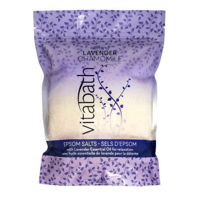 Vitabath Lavender Chamomile Epsom Salts Relaxing Detox Aromatherapy, Muscle Soreness &amp; Body Ache Relieving Soak &amp; Nourishing Skincare for Women &amp; Men - Cruelty-Free - 36 oz