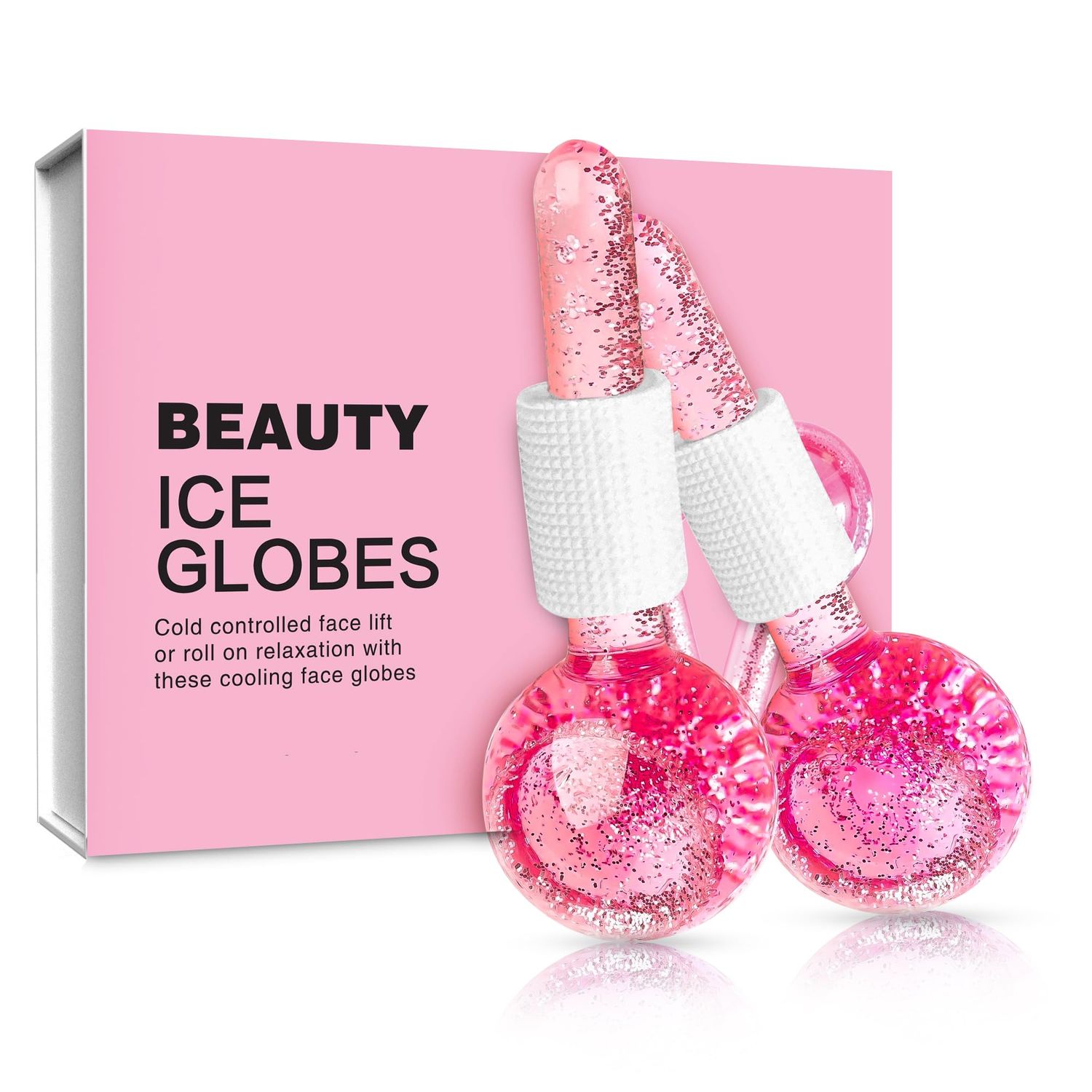 IRENS Ice Globes for Facials 2Pcs - Enhancing Daily Beauty with Face Globes for Skin Tightening &amp; Anti-Aging - Perfect Ice Globes for Facials &amp; Wrinkles on Face, Neck &amp; Eyes - Pink
