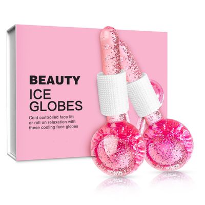 IRENS Ice Globes for Facials 2Pcs - Enhancing Daily Beauty with Face Globes for Skin Tightening &amp; Anti-Aging - Perfect Ice Globes for Facials &amp; Wrinkles on Face, Neck &amp; Eyes - Pink
