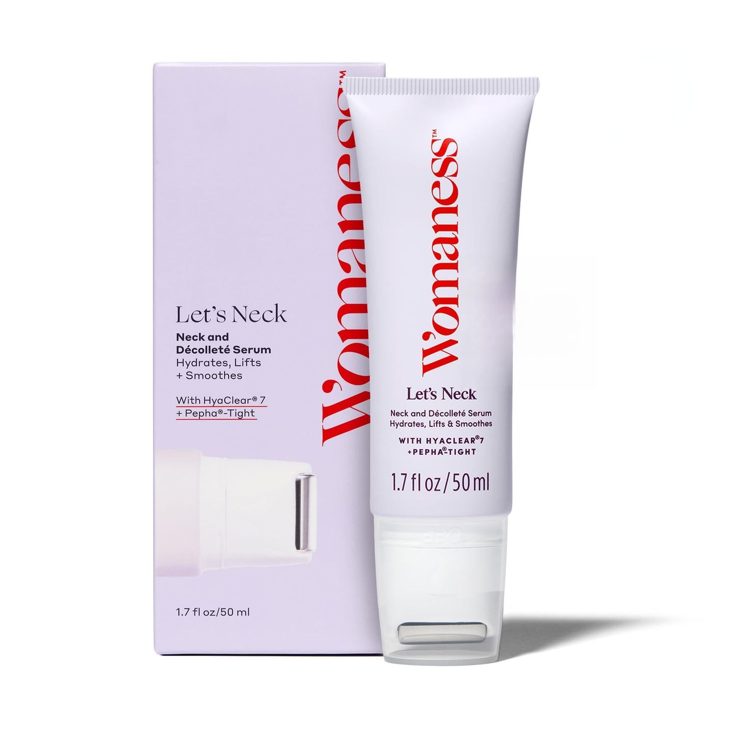 Womaness Let&#39;s Neck Firming Serum - Roll On Neck Creams for Tightening and Firming - Daily Crepey Skin Treatment to Smooth Neck Wrinkles &amp; Sagging Skin - Hydrate, Tighten and Lift (50ml)