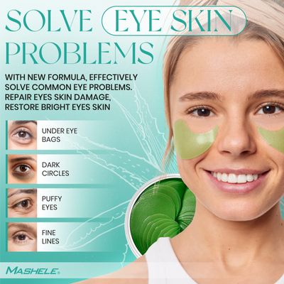 MASHELE Korean 60pcs Aloe Vera Collagen Under Eye Gel Patches Mask, Treatment for Puffy Eyes, Dark Circles, Anti Wrinkle Pads, Moisturizing for Women and Men (60pcs patches aloe vera)