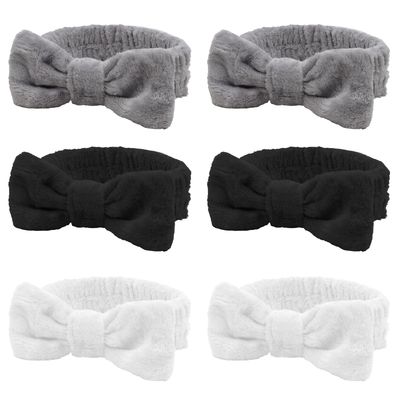 Moikolok Headband for Washing Face, Spa Headband, Makeup Headband, Fluffy Skin Care Headbands Wife Gif t Ideas Bow Party Slumber Party Supplies