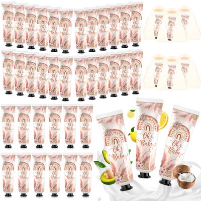 Swiffen 48 Sets Baby Shower Hand Cream Bulk Baby Shower Favors Bridal Shower Hand Cream Thank You Hand Cream for Guests Travel Size Hand Lotion with Organza Bags(Boho Rainbow)
