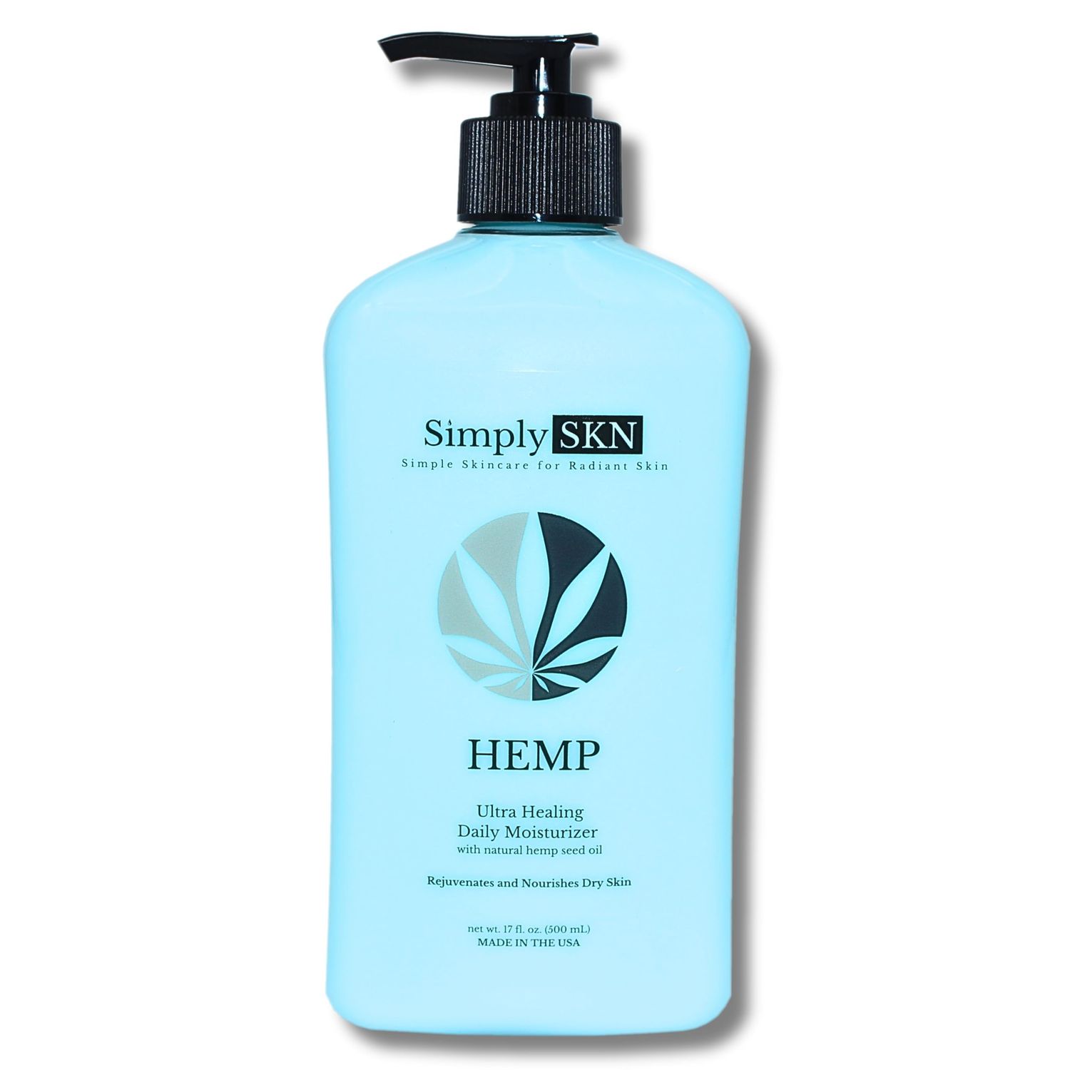 Simply SKN Ultra Healing, Daily Moisturizing Hemp Body Lotion with Natural Hemp Seed Oil, Shea Butter and Jojoba Oil, Floral and Citrus Scent, 17 fl. oz, Made in USA