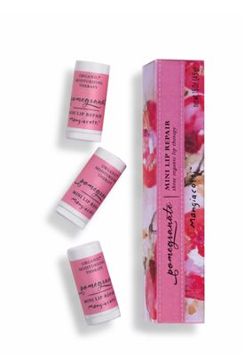 Mangiacotti Lip Balm Moisturizing Repair Sticks for Soft Lips Organic Beeswax Mini Balms, 3-Pack, Pomegranate