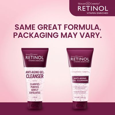 Retinol Anti-Aging Gel Cleanser - Gently Cleans Impurities From Pores &amp; Exfoliates for Soft, Smooth Skin - Antioxidant-Rich Micro-Beads w/ Vitamin A &amp; E Maximize Renewing Benefits Of Retinol